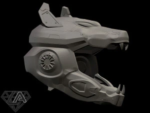 sci-fi wolf helmet 3D Print Model