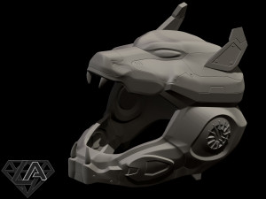 sci-fi wolf helmet 3D Print Model