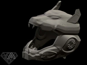 sci-fi wolf helmet 3D Print Model