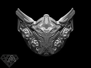 sci-fi krijger aangepast masker 3D-printmodel 3D printmodel