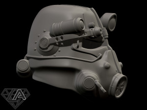fallout t-45d custom helmet 3d print model Model Cetak 3D