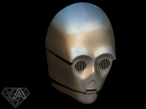star wars c3-po helmet 3d print model Model Cetak 3D