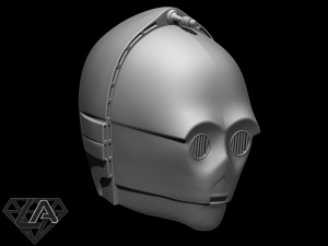 star wars c3-po helmet 3d print model Model Cetak 3D