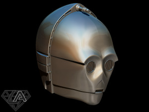 star wars c3-po helmet 3d print model Model Cetak 3D