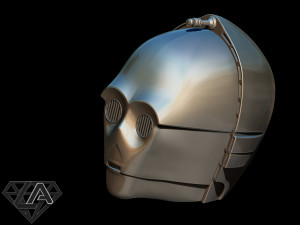 star wars c3-po helmet 3d print model Model Cetak 3D