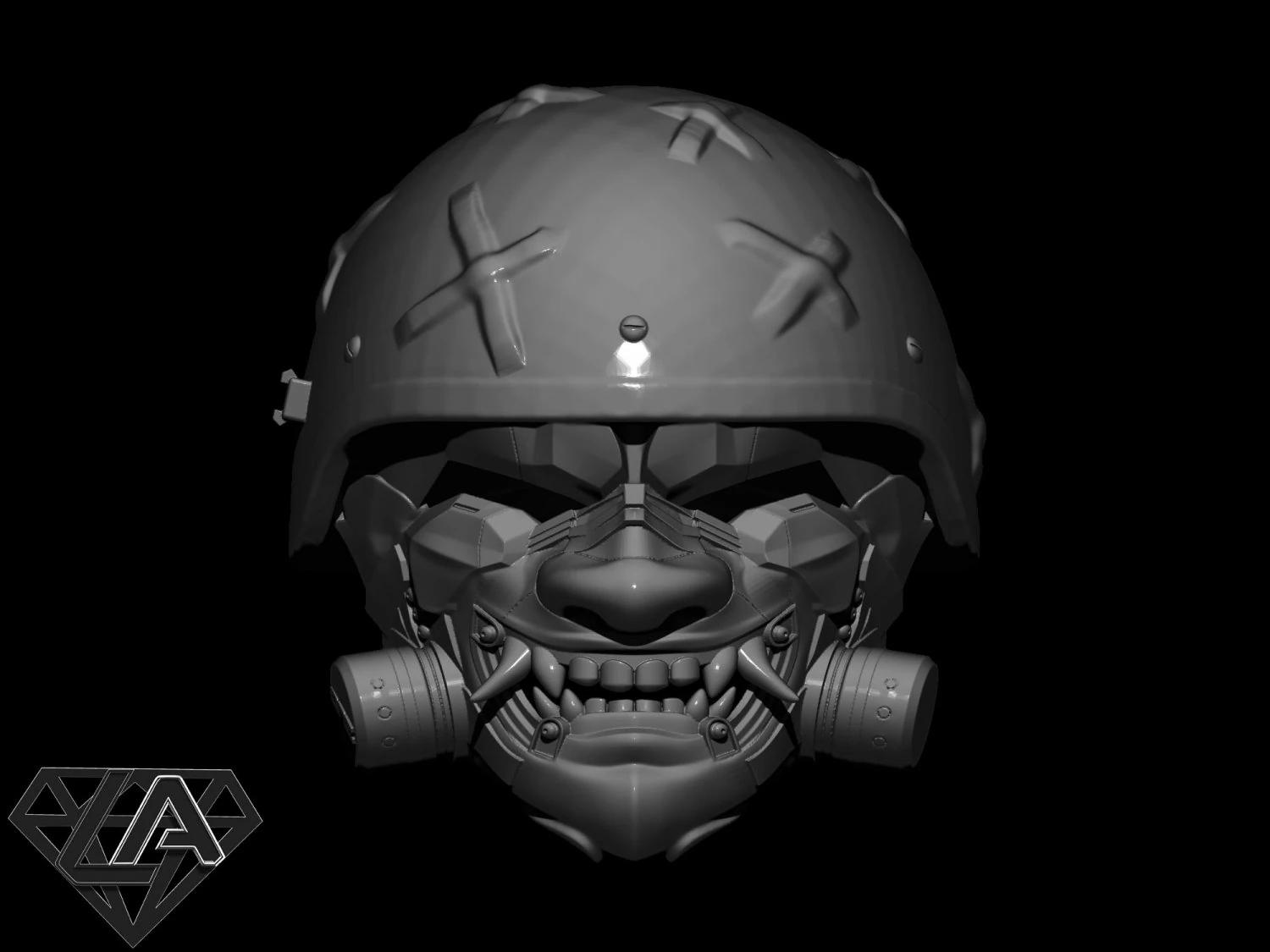 Warrior ONI Gas helmet 3D Print Model .c4d .max .obj .3ds .fbx .stl .blend 