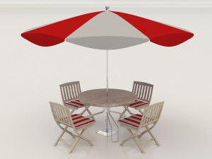 umbrella seating Model 3D