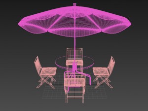 umbrella seating Model 3D