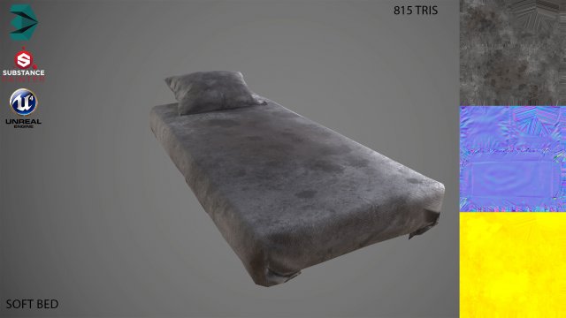 old prison bed pbr vr - ar - low-poly Modello 3D .c4d .max .obj .3ds .fbx .stl .blend 