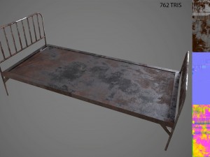 old prison bed pbr vr - ar - low-poly Modello 3D
