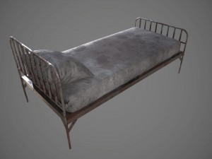 old prison bed pbr vr - ar - low-poly Modello 3D