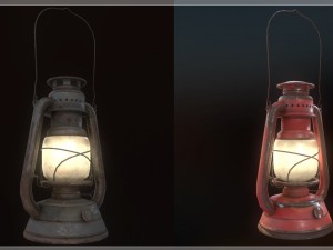 low poly old lantern lamp pbr vr - ar - low-poly  3D Model