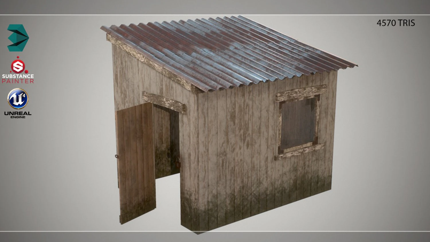 low poly small wooden cabin shed pbr vr - ar - low-poly 3D Model .c4d .max .obj .3ds .fbx .stl .blend 