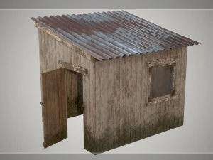 낮은 폴리 작은 나무 오두막 창고 pbr vr - ar - 저폴리 3D 모델