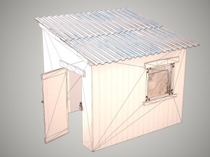 low poly small wooden cabin shed pbr vr - ar - low-poly Modèle 3D