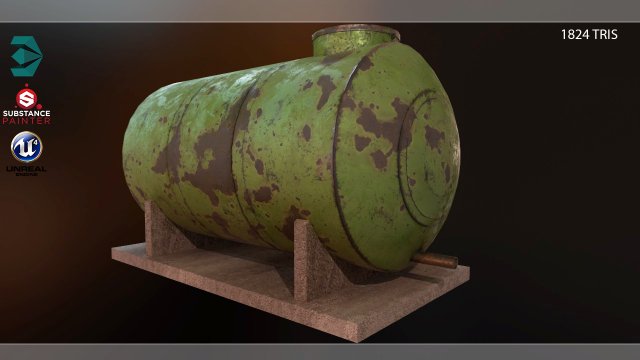 low poly water storage tank pbr vr - ar - low-poly Modelo 3D .c4d .max .obj .3ds .fbx .stl .blend 