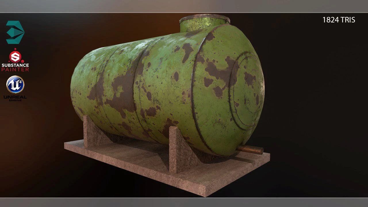 low poly water storage tank pbr vr - ar - low-poly 3D Model .c4d .max .obj .3ds .fbx .stl .blend 
