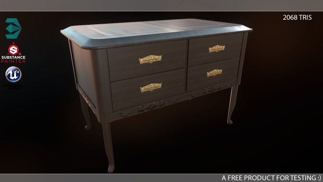 low poly night stand pbr vr - ar - low-poly 3D Model .c4d .max .obj .3ds .fbx .stl .blend 