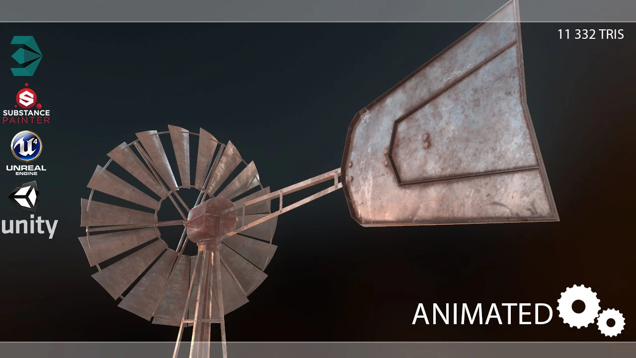 low poly windmill pbr vr - ar - low-poly 3D Model .c4d .max .obj .3ds .fbx .stl .blend 