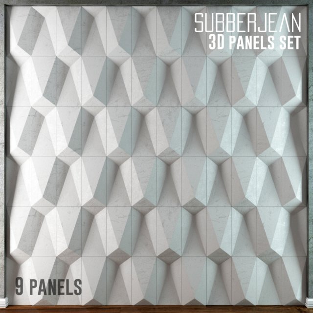 3d panels set 9 pieces subberjean 3D Model .c4d .max .obj .3ds .fbx .stl .blend 