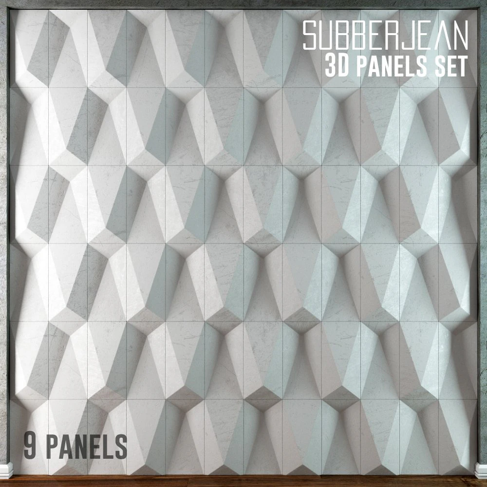 3d panels set 9 pieces subberjean 3D Model .c4d .max .obj .3ds .fbx .stl .blend 