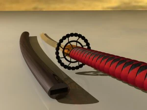 traditional katana samurai sword high and low poly 3D Model