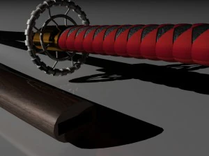 traditional katana samurai sword high and low poly 3D Model