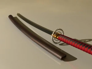 традиційний катана самурайський меч високий і низький полі 3D Модель