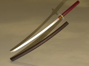 traditional katana samurai sword high and low poly 3D Model