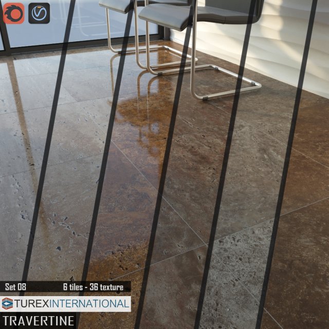turex international travertine tiles set 08 Modello 3D .c4d .max .obj .3ds .fbx .stl .blend 