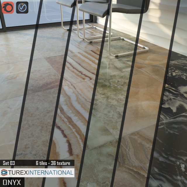 turex international onyx tiles set 03 3D Модель .c4d .max .obj .3ds .fbx .stl .blend 
