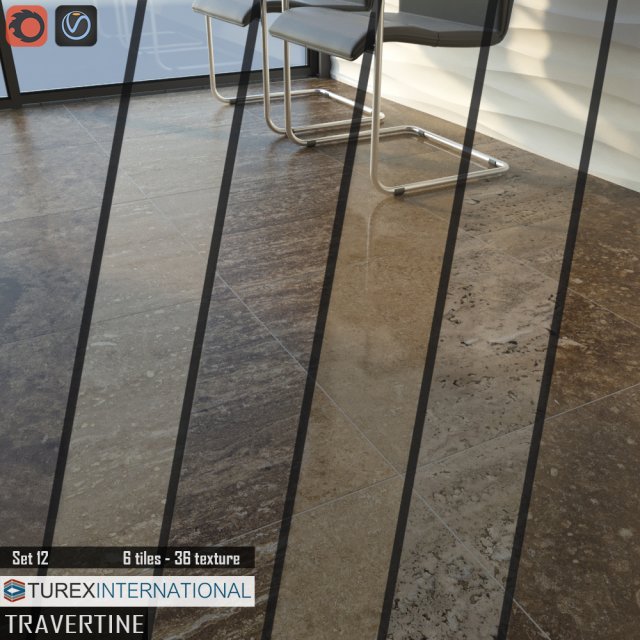 turex international travertine tiles set 12 3D Model .c4d .max .obj .3ds .fbx .stl .blend 