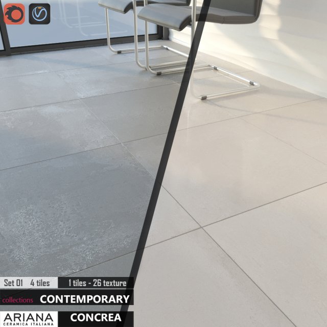 ariana concrea grey white set 01 3D 模型 .c4d .max .obj .3ds .fbx .stl .blend 