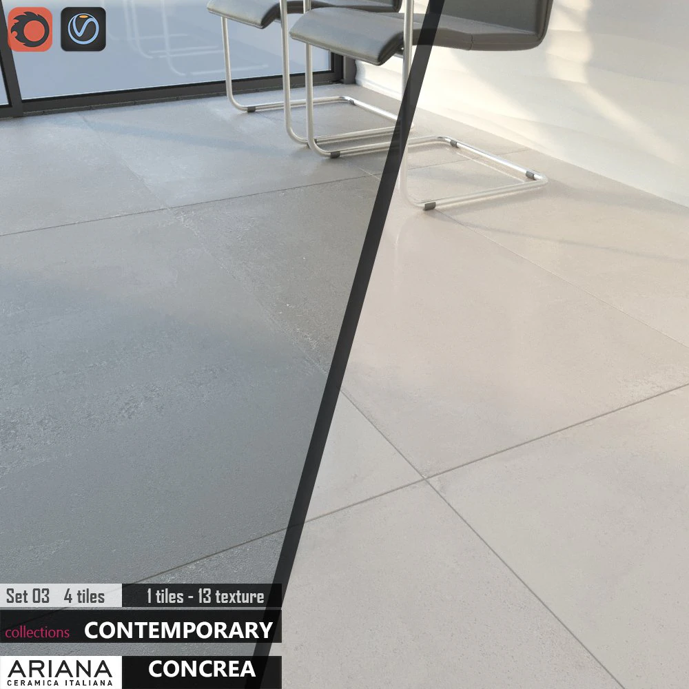 ariana concrea grey white set 03 3D Model .c4d .max .obj .3ds .fbx .stl .blend 