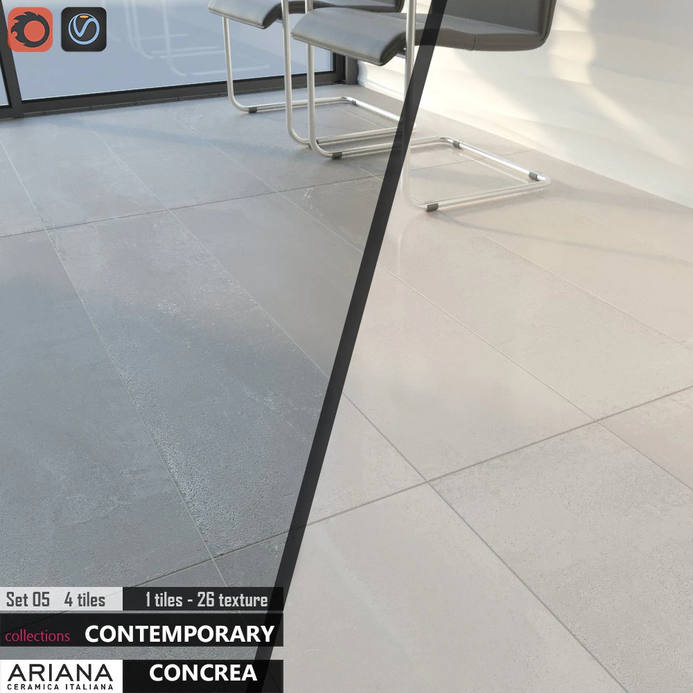 ariana concrea grey white set 05 3D Model .c4d .max .obj .3ds .fbx .stl .blend 
