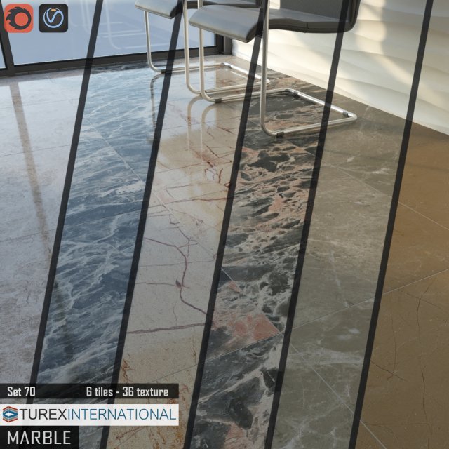 turex international marble tiles set 70 Modello 3D .c4d .max .obj .3ds .fbx .stl .blend