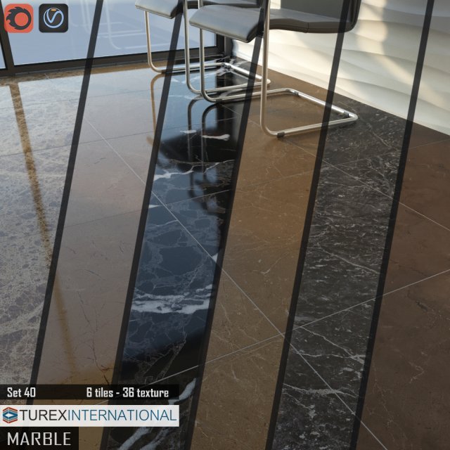 turex international marble tiles set 40 Modèle 3D .c4d .max .obj .3ds .fbx .stl .blend 