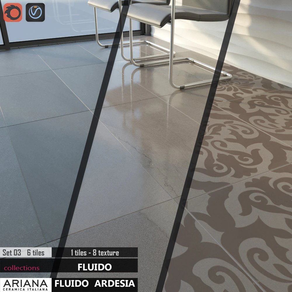 ariana fluido ardesia bronzo set 03 3D Model .c4d .max .obj .3ds .fbx .stl .blend 