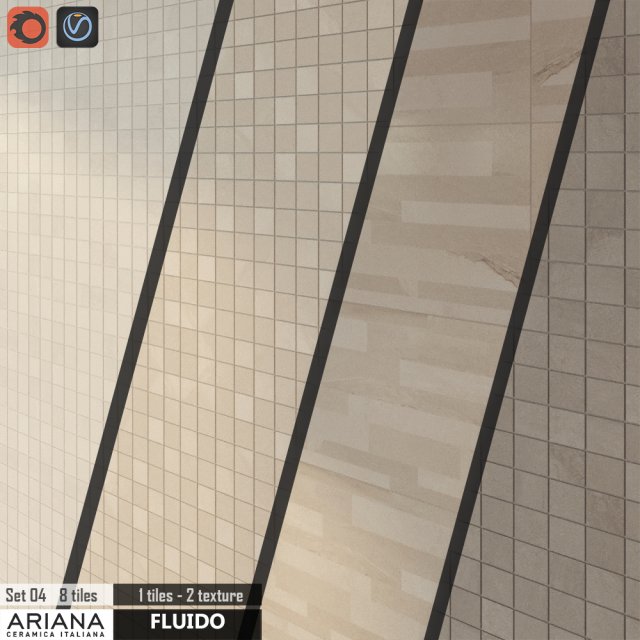 ariana fluido mosaico set 04 Modello 3D .c4d .max .obj .3ds .fbx .stl .blend 