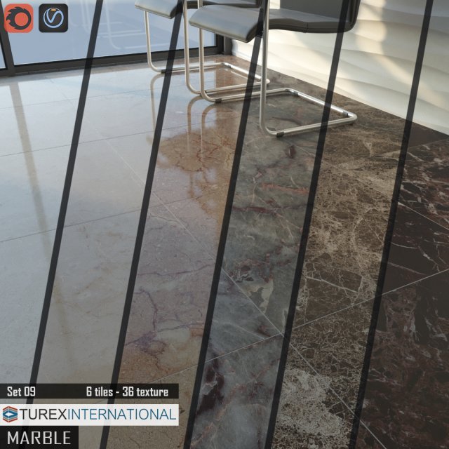 turex international marble tiles set 09 Modello 3D .c4d .max .obj .3ds .fbx .stl .blend 