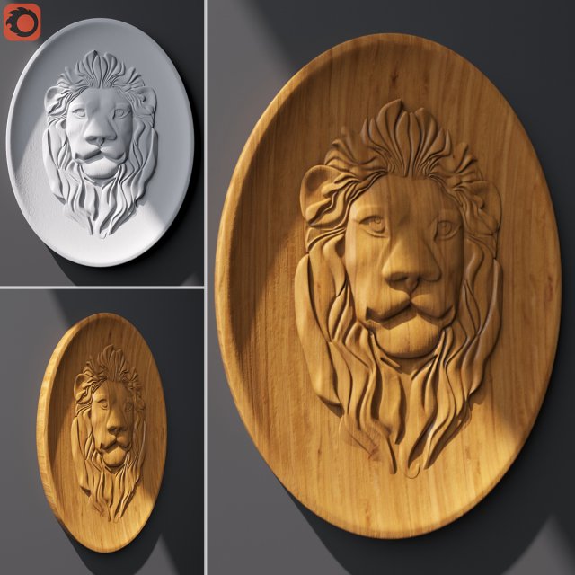 panel the lion 470x621x27mm 3D Model .c4d .max .obj .3ds .fbx .stl .blend 