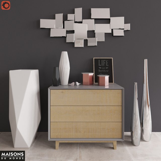 commode with decor maisons du monde 3D Model .c4d .max .obj .3ds .fbx .stl .blend 