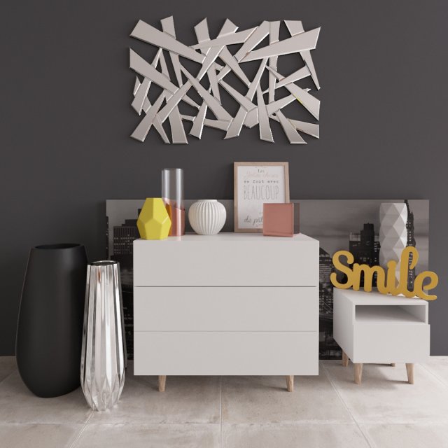 ommode with decor maisons du monde set 02 Modello 3D .c4d .max .obj .3ds .fbx .stl .blend 