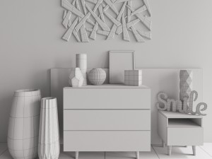 ommode with decor maisons du monde set 02 Modello 3D