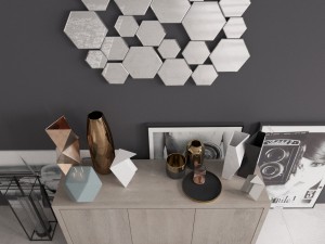 buffet with decor maisons du monde set 03 3D Model