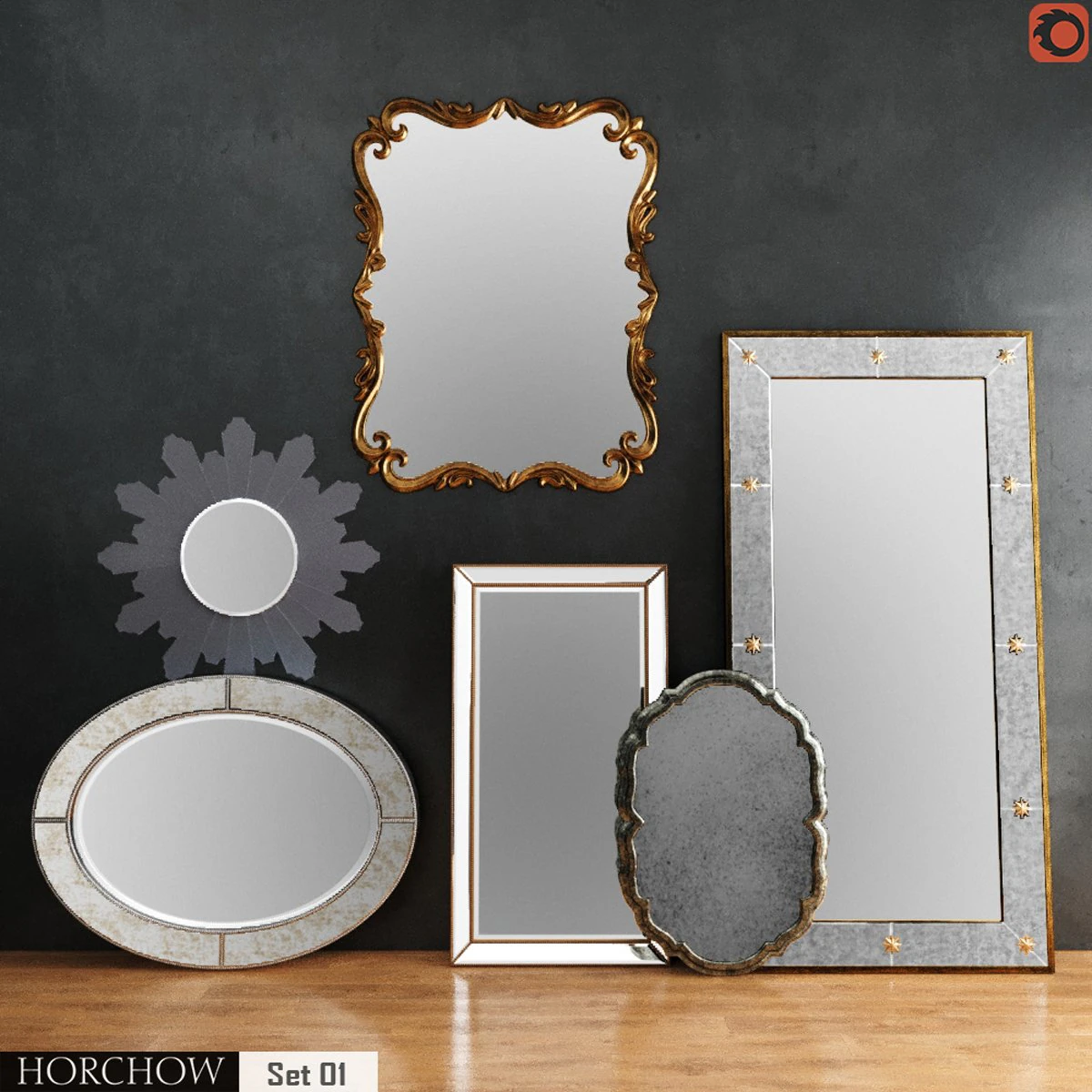 horchow mirrors set 01 3D Model .c4d .max .obj .3ds .fbx .stl .blend 
