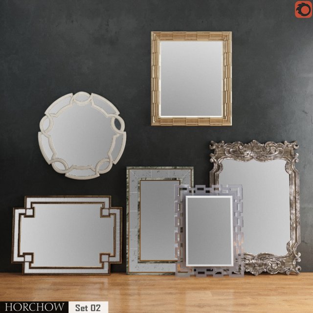 horchow mirrors set 02 3D Model .c4d .max .obj .3ds .fbx .stl .blend 