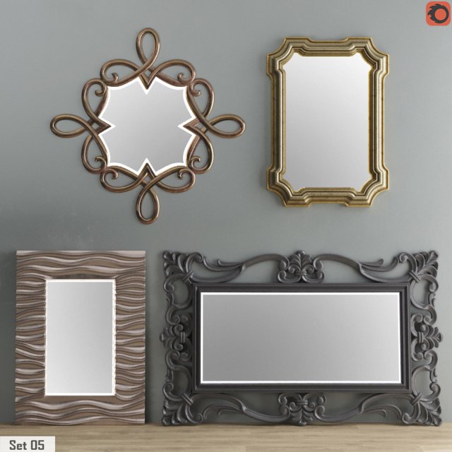 mirror collection set 05 3D Model .c4d .max .obj .3ds .fbx .stl .blend 