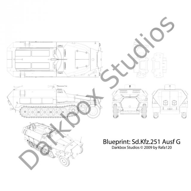 sdkfz 251 ausf g 3D Model .c4d .max .obj .3ds .fbx .stl .blend 
