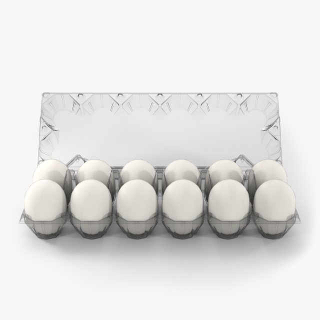 clear plastic dozen egg tray 3D Модель .c4d .max .obj .3ds .fbx .stl .blend 